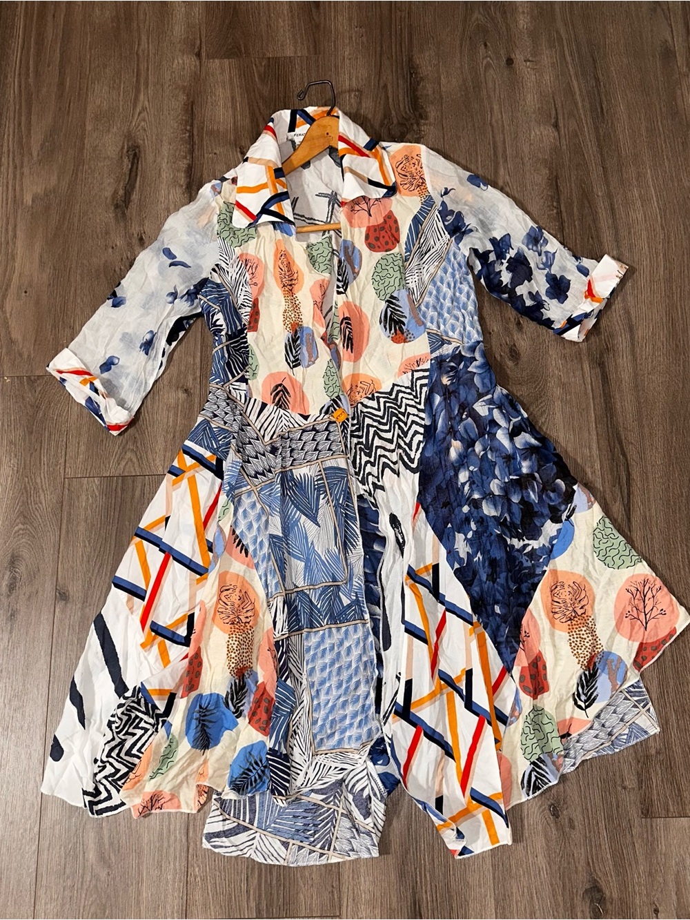 FERATELLI Kimono Multicolor Textured Fabric Patchwork Festival Mesh Grunge